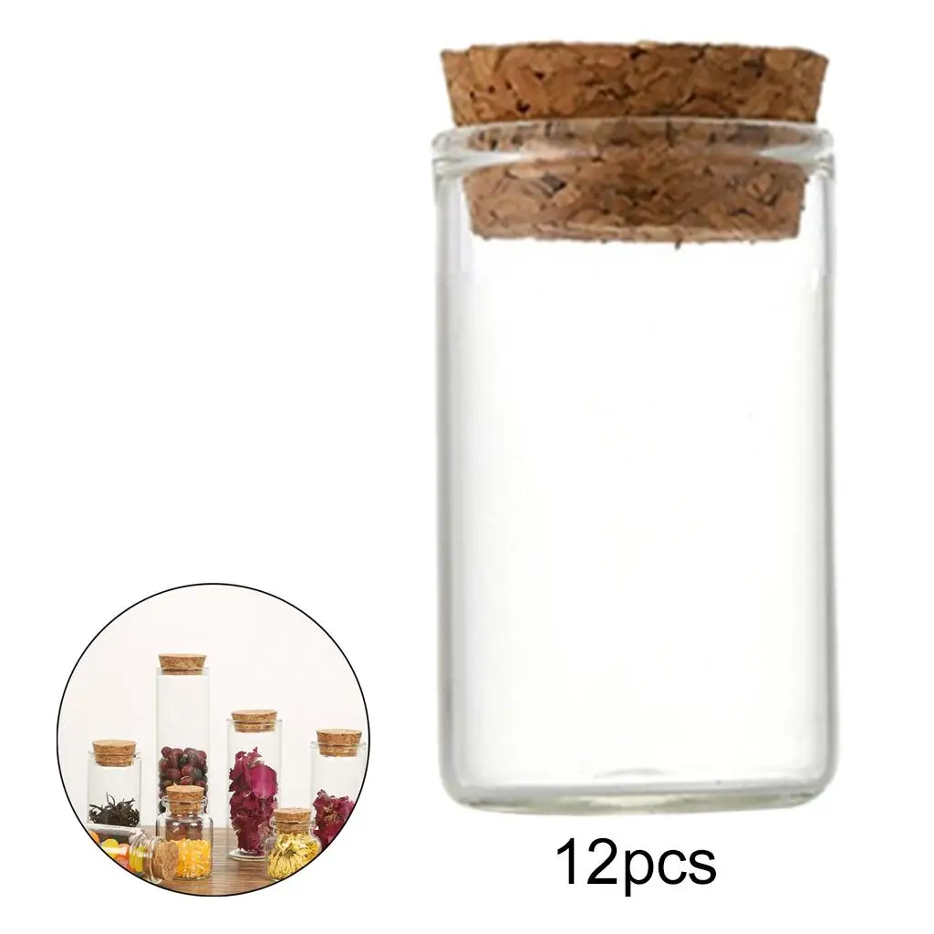 12pcs Mini Small Tiny Clear Cork Stopper Glass Bottles Vials Jars