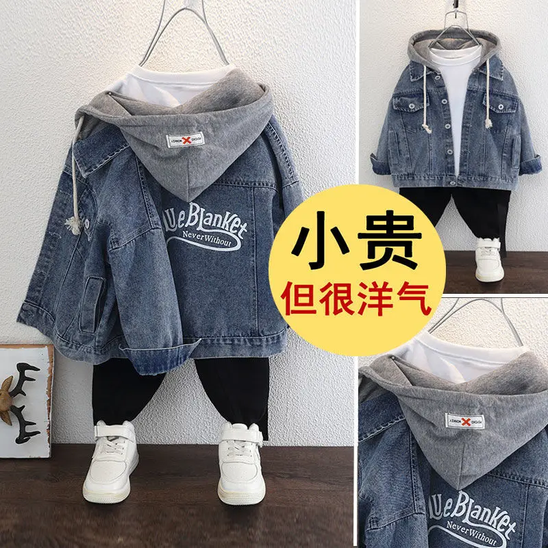 Outerwear & Coats best of sale Boy  Denim Jackets kids jeans coat Children hooded Outerwear clothing Spring Autumn boy hooded sport Clothes For 3-12T kids real fur coat