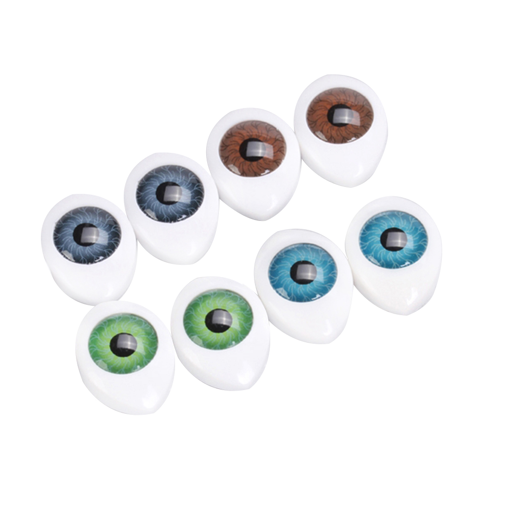 MagiDeal 4 Color 8Pcs Plastic Oval Hollow Back Plastic Eyes for Doll Animal Puppet Mask DIY Craft Toys Accessory 8mm