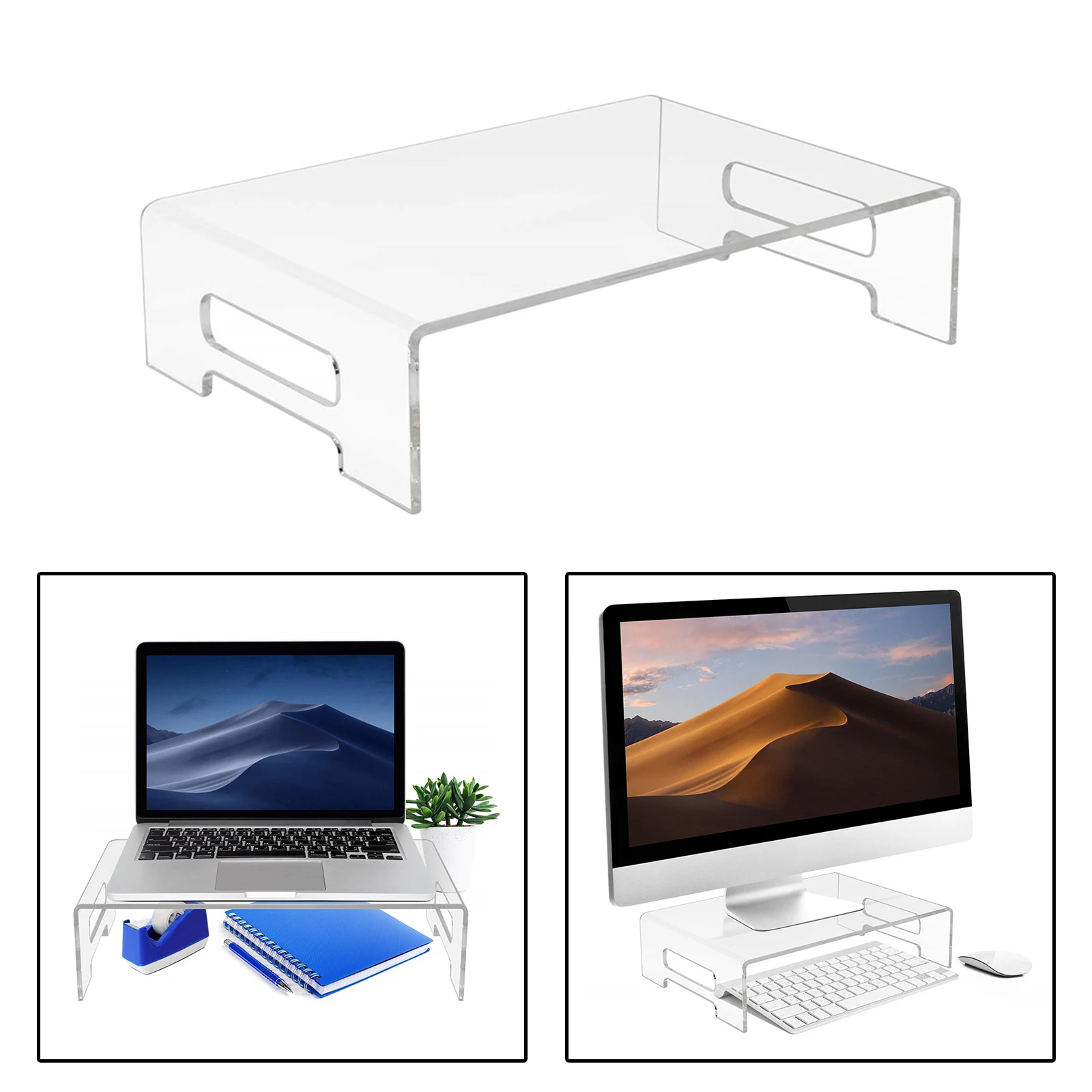 Acrylic PC Computer Monitor Stand Clear Laptop Riser Rack Office Gamers