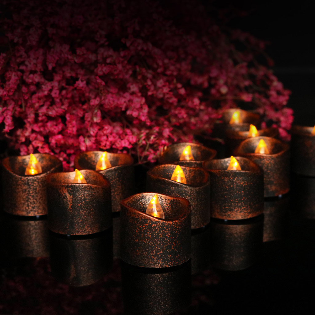 1Pc Vintage Style Black Wax LED Candle Flameless Tea Light Votive Candle for Wedding Birthday Party Table Decoration