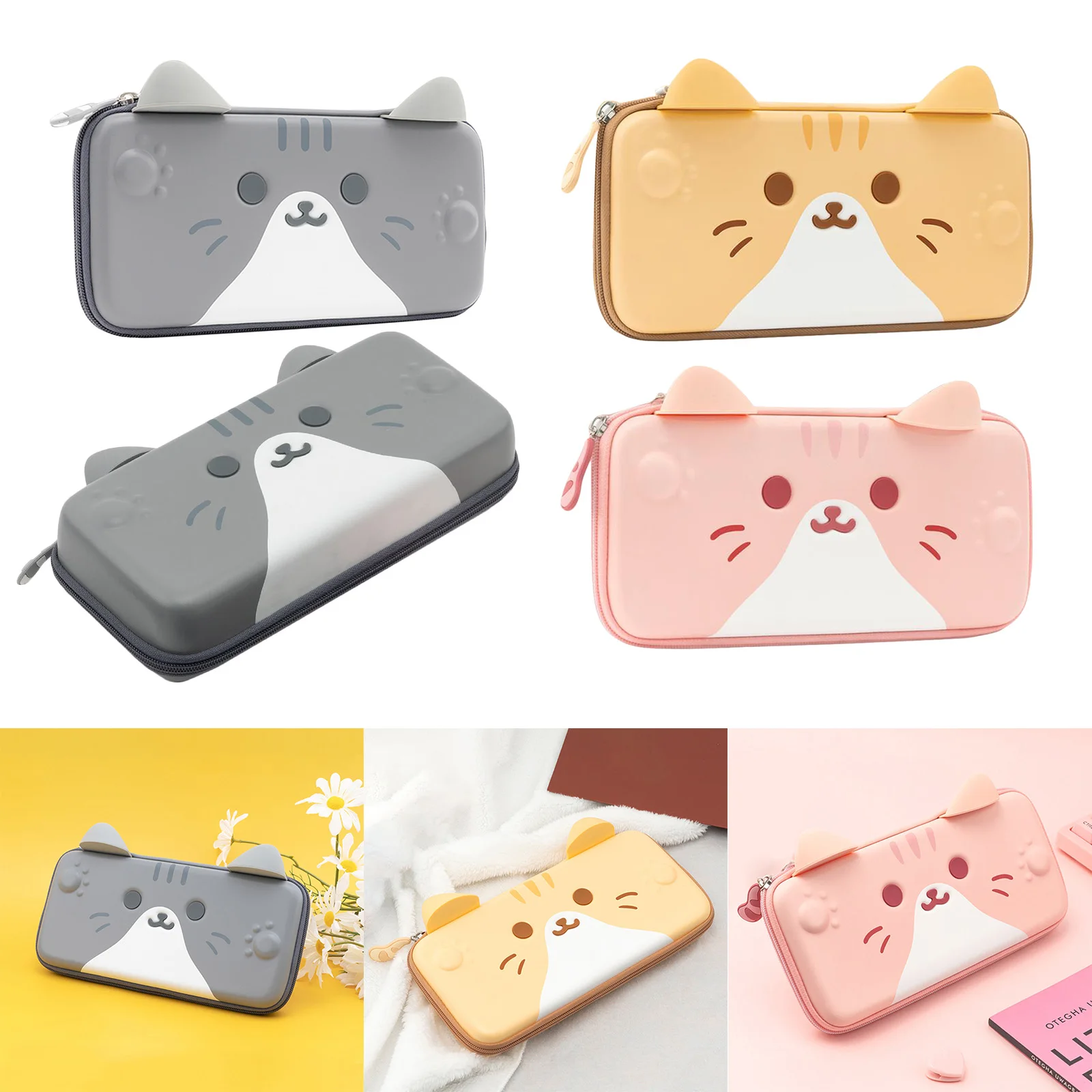 Cute Carry Case Compatible with Nintendo Switch Hard Storage Shell Pouch Hard Shell Travel Pouch Fit  Charger AC Adapter