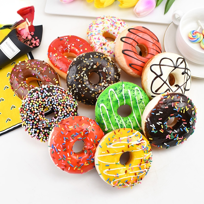 10 cm große, simulierte Donuts, Brot, Stressabbau, künstliches Brot, Kuchen, Heimdekoration, Hochzeitsdekoration, Fotografie-Requisiten, 1 Stück – Detail 1