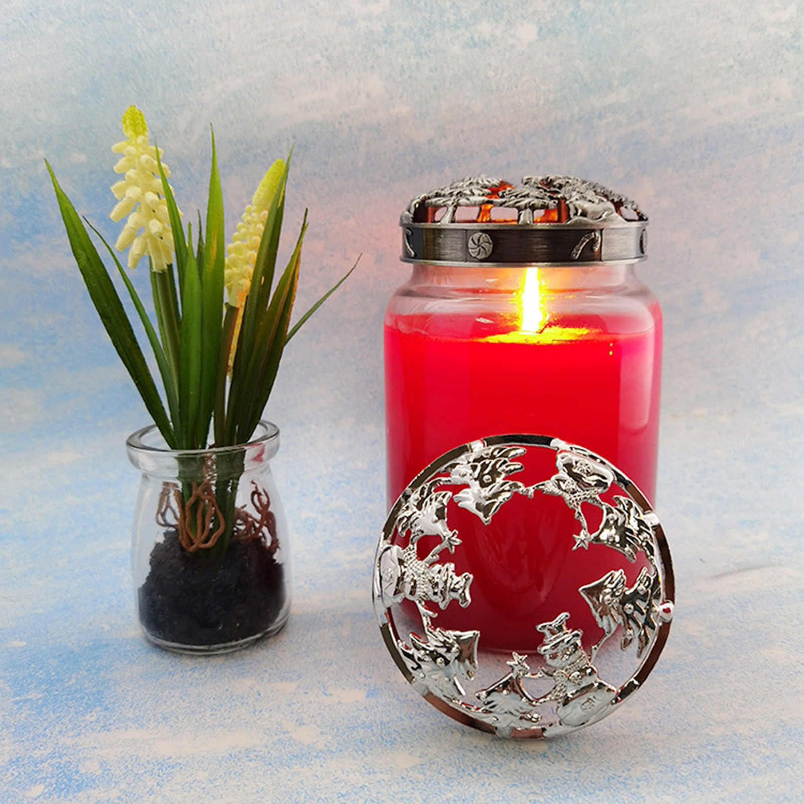 Scented Candle Lid Antique Hollow Out Candle Storage Jar Candle Topper Cover Shade Sleeves Aroma Candle Topper