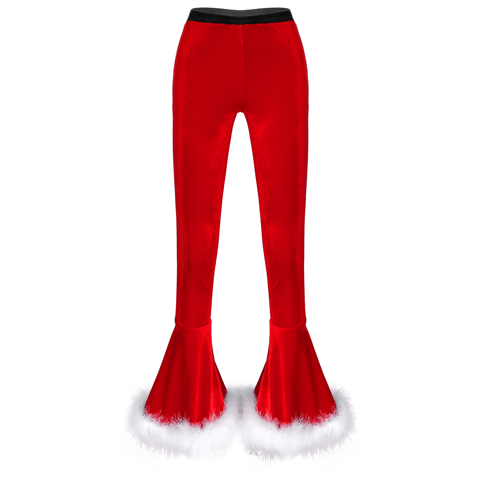 Vermelho feminino trajes de natal veludo calças