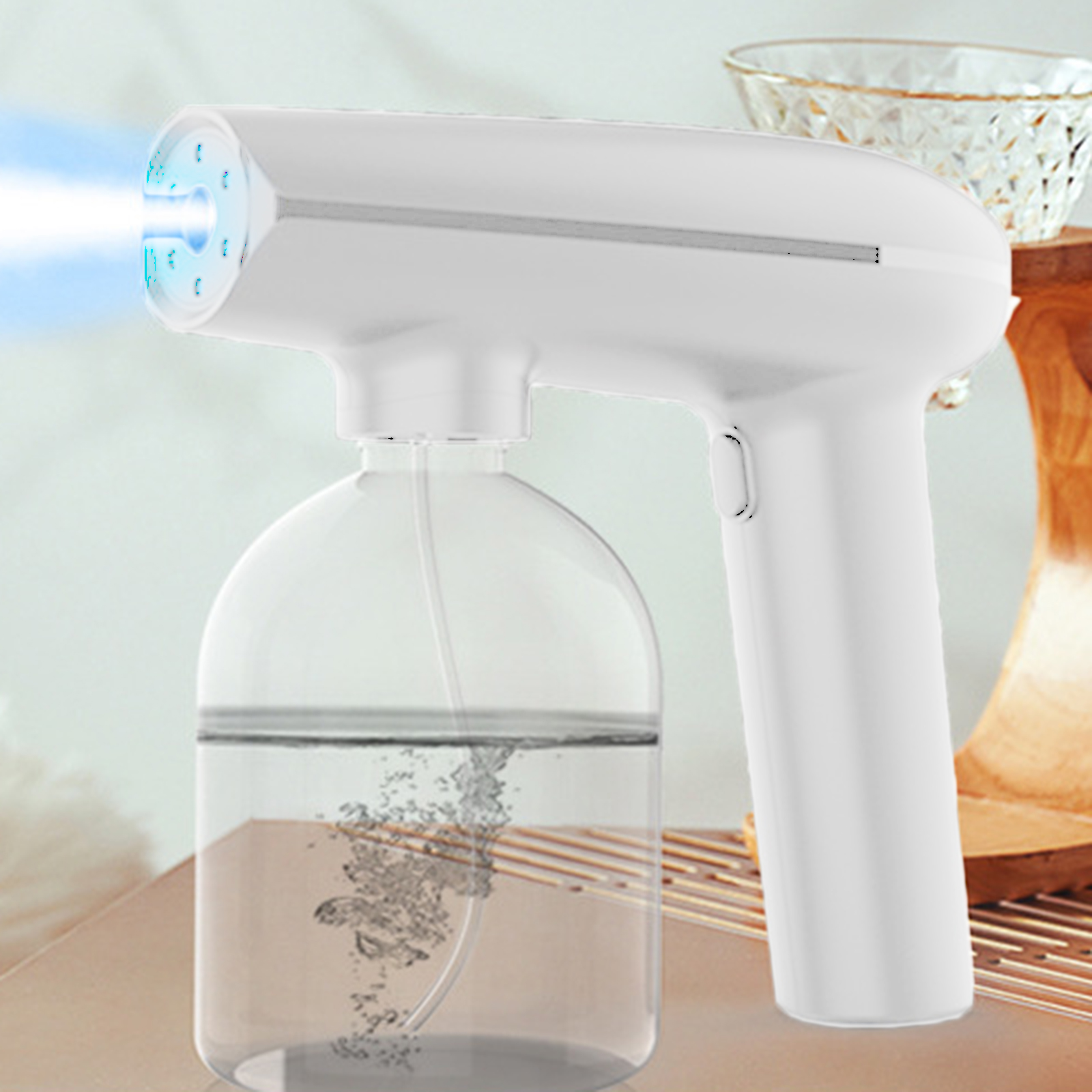 Portable Handheld Nano Atomizer Sprayer Steam Gun 500ML Large Capacity for Travel Home Garden Outdoor Daily Use White