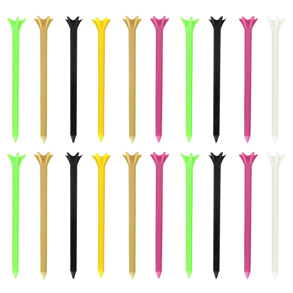 20x PE Plastic Golf Tee 3-1/4 Inch Durable Claw Tees Training Aids Assorted