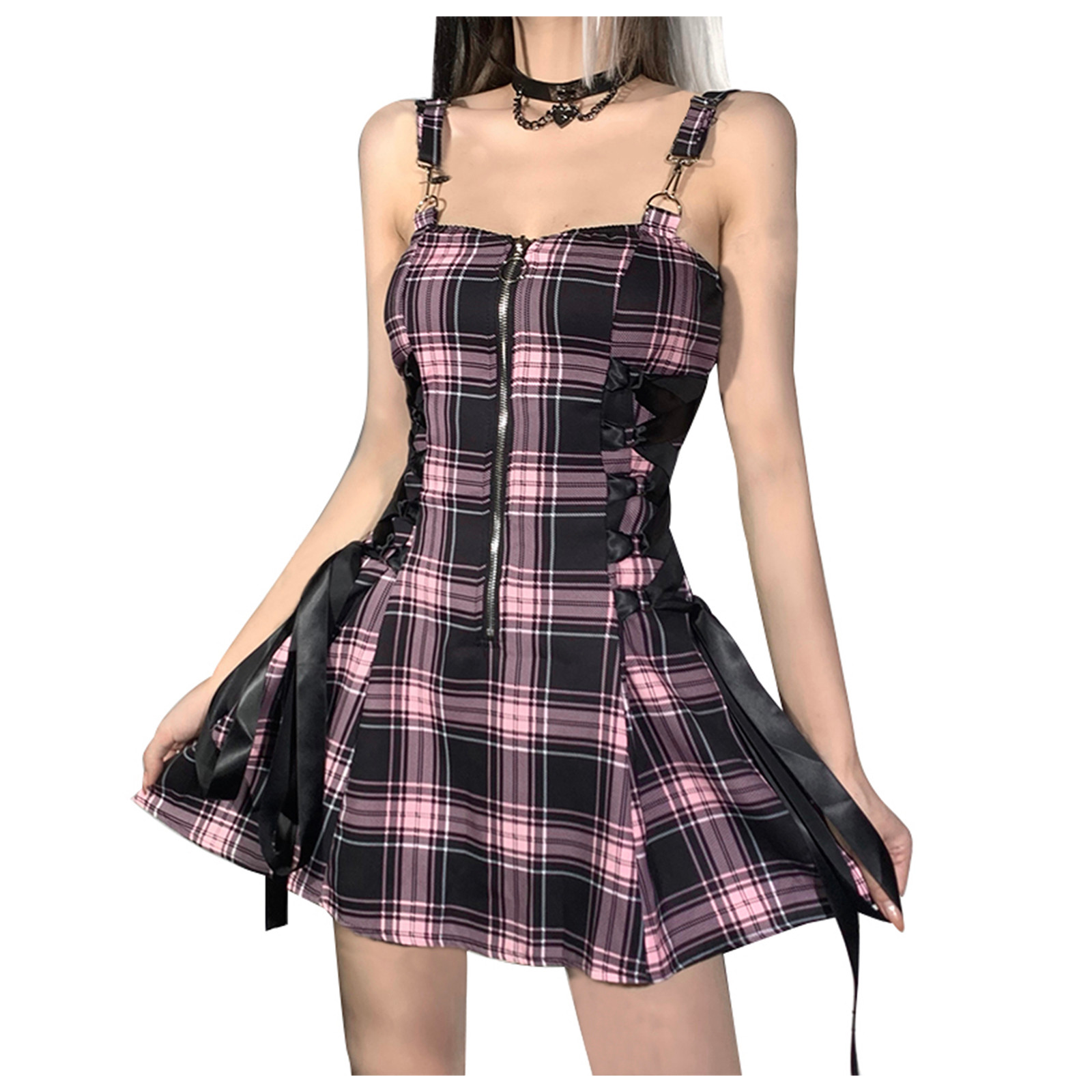 sem mangas, mini vestido sexy, estética punk