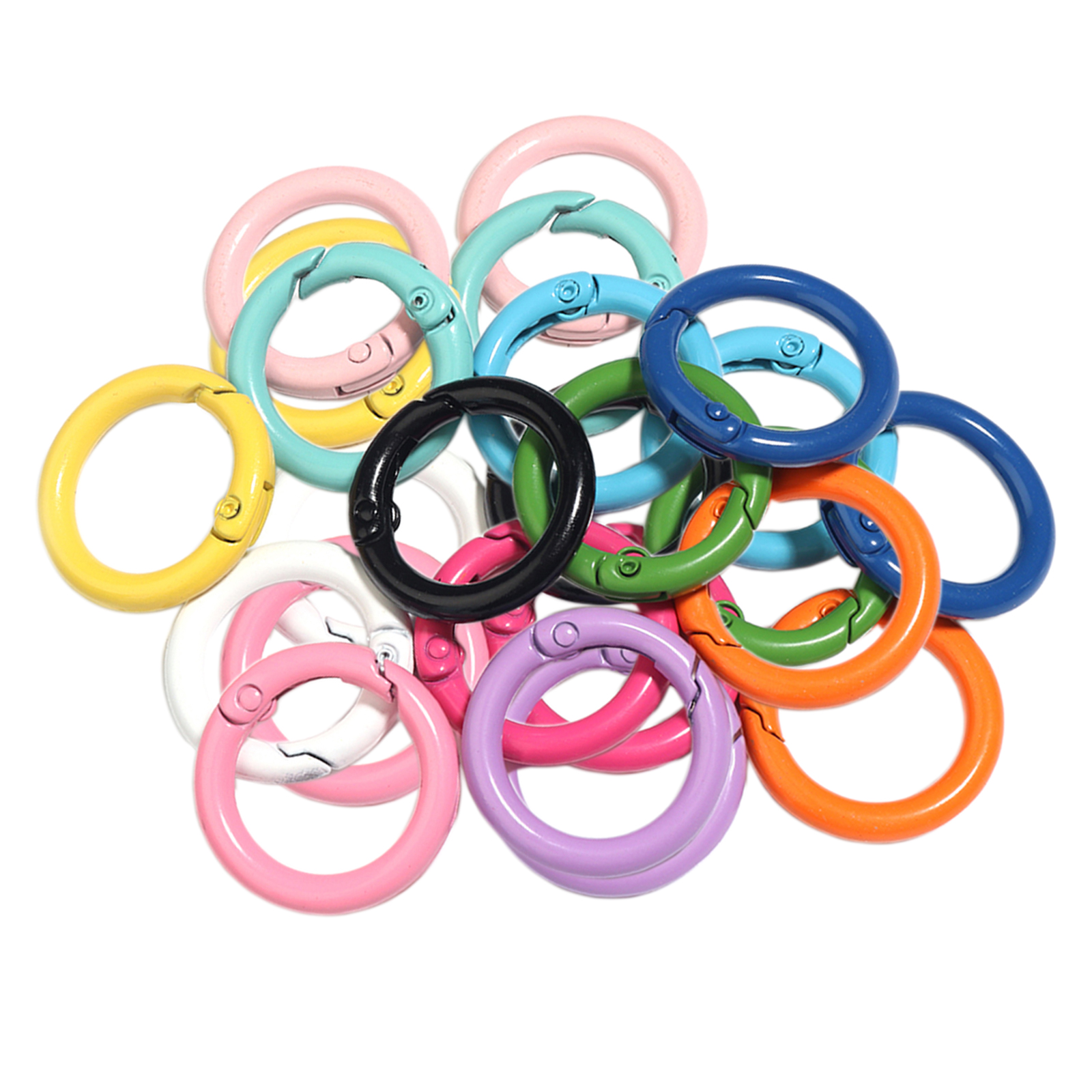 30Pcs Colorful Round Spring Snap Clip Hook Carabiner Keychain Bags Buckle Key Chain Key Mountaineering Backpack DIY Traveling