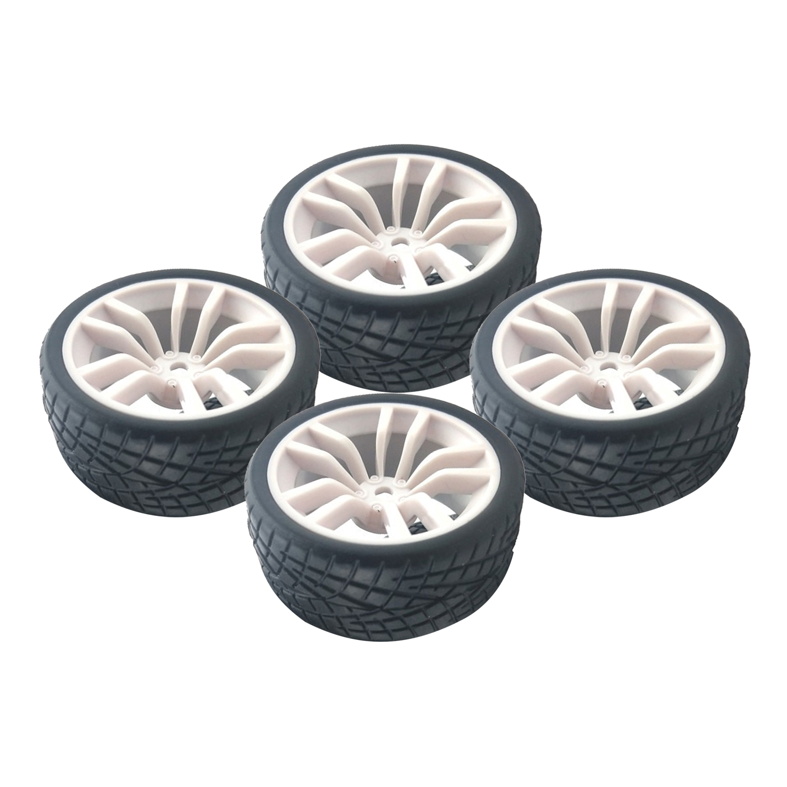 Pack of 4 1/10 RC Car Wheel Rims Tires Replace Parts for Tamiya 94123 RC Car Accessory Wear-resistant