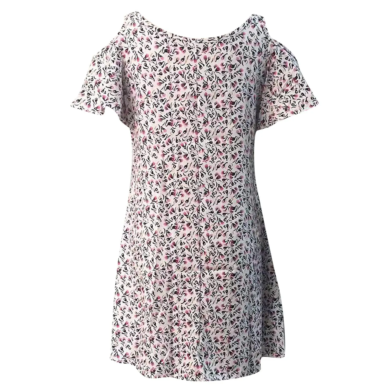 Women Summer Bohemian O-neck Printed Short-sleeved Strapless Pullover Dresses 2021 casual floral print beach dress Vestidos cute bathing suit cover ups