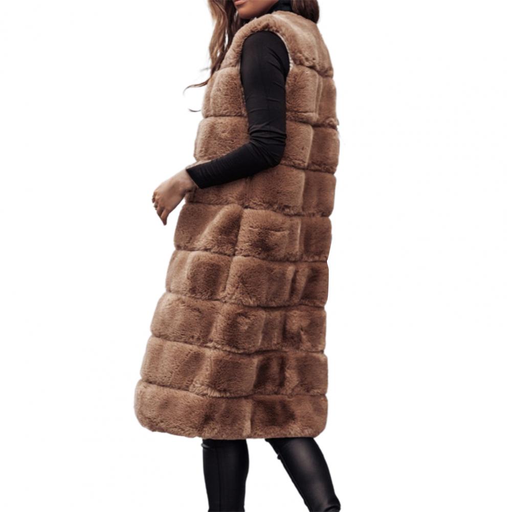 Sólido O Pescoço Faux Fur Grossa Tripulação