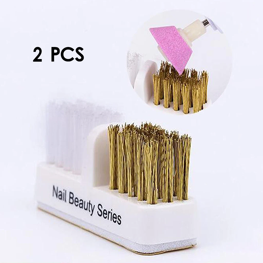 Nail Art Drill Bit Cleaning Brush Box Portable Cleaner Metal Brush & Plastic