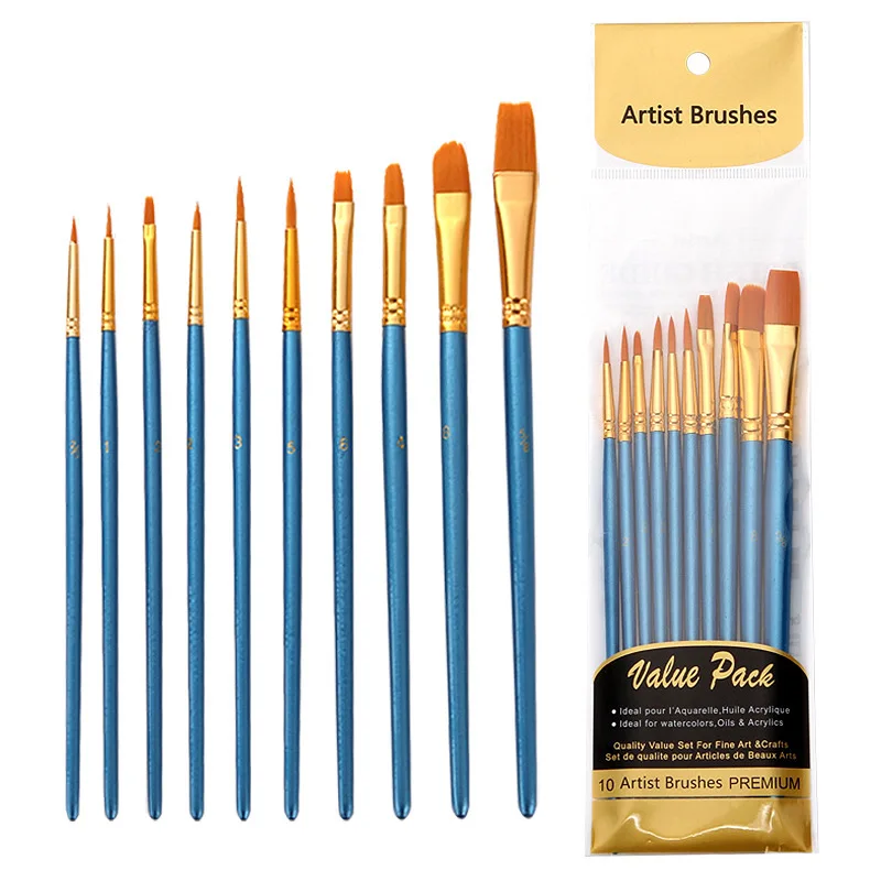 10 pcs/set Art brush set drawing Watercolor paint brush pen School stationery painting supplies notebook