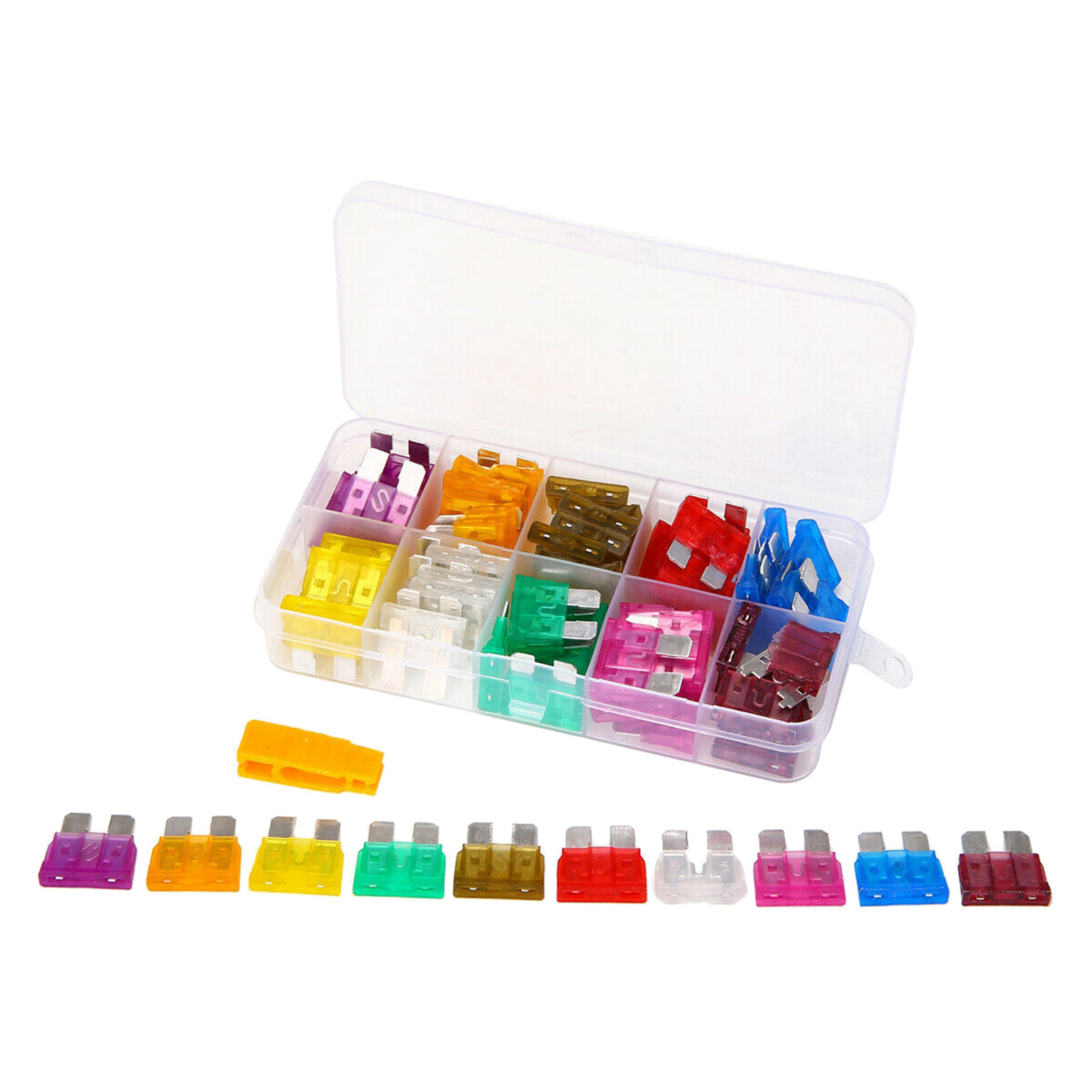 80pcs 12V Standard Blade Car Fuses Auto Medium Blade Fuses Kit 3A~40A Assorted Set with A Puller Set