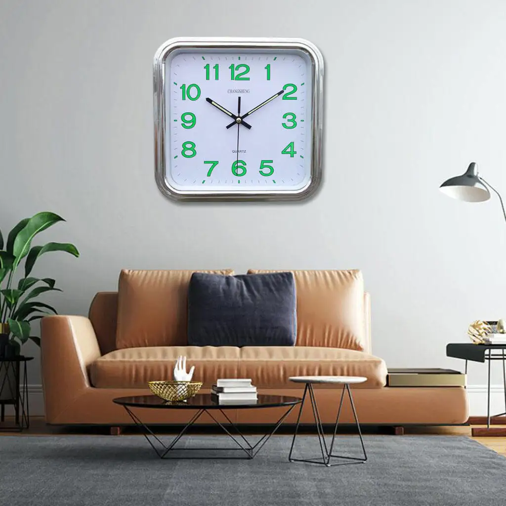 Large Non-Ticking Wall Clock Glow In The Dark Silent Quartz Home Office Decor Us 