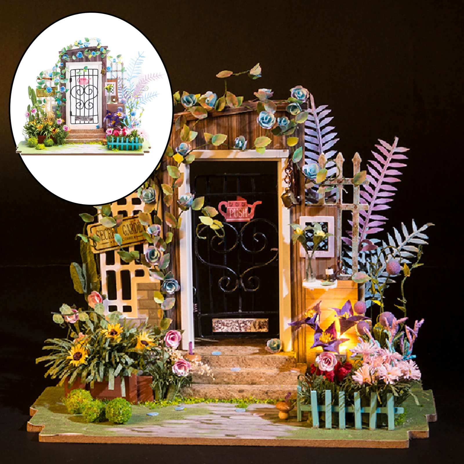 Garden Entrance Dolls House Miniature Hobby Craft DIY with LED Lighting Robotime 