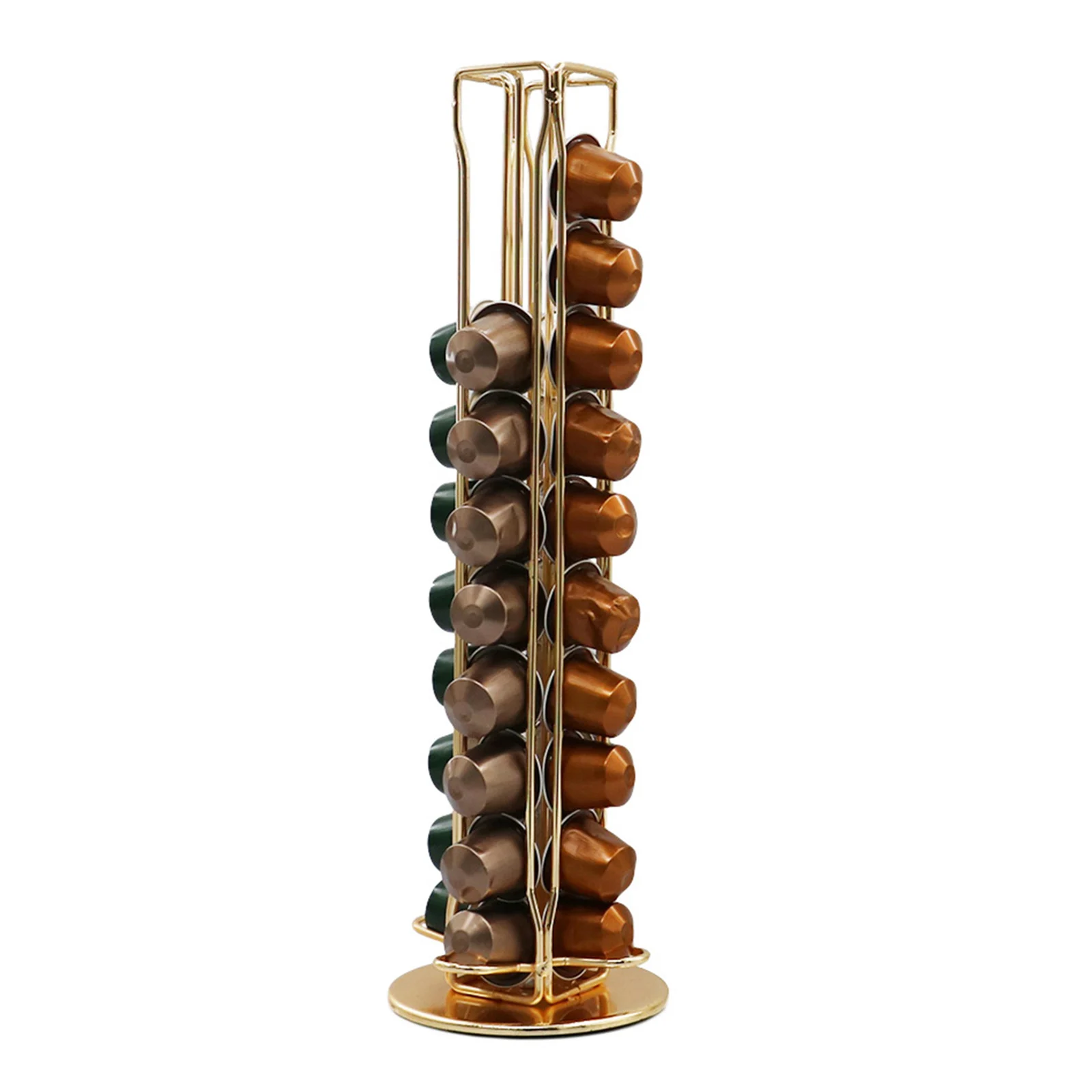 Capacity of 40 Iron Wire Coffee Pod Capsule Holder Rotatable Tower Storage Dispenser Fits for Nespresso  Cafe Shop Store