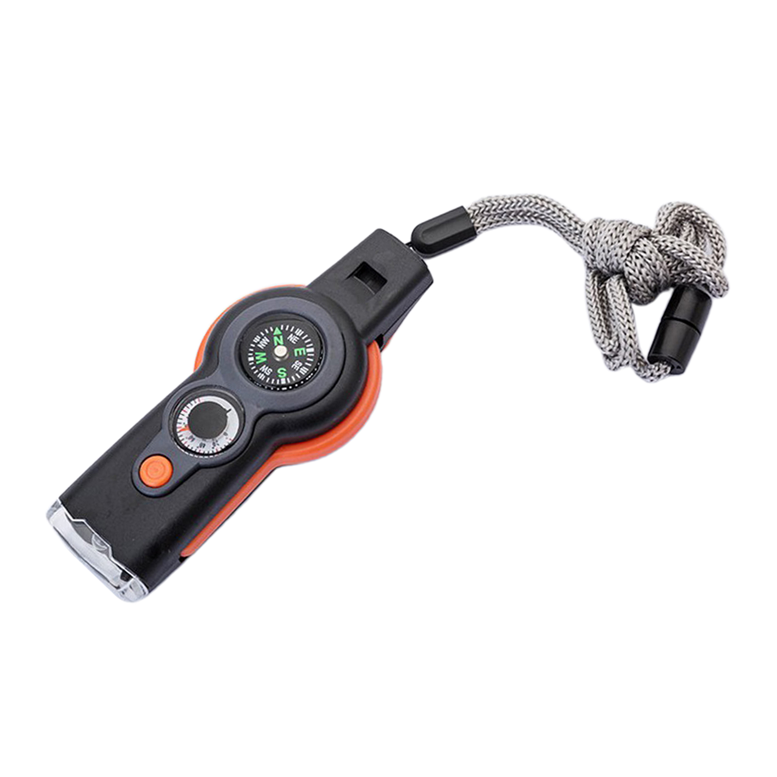 7 in 1 Emergency Hiking Safety Whistle Reflector Mirror Flashlight Keychain