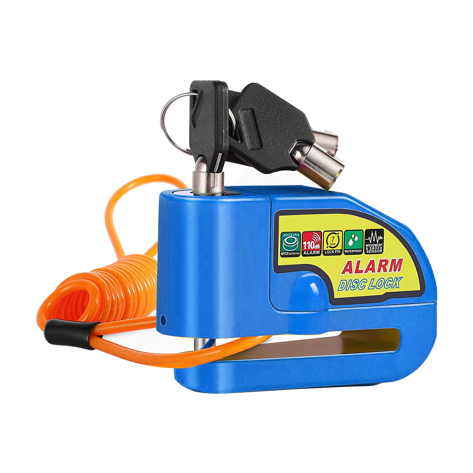 Motorcycles Disc Brake Lock Alarm Anti Theft Heavy Duty with Reminder Cable