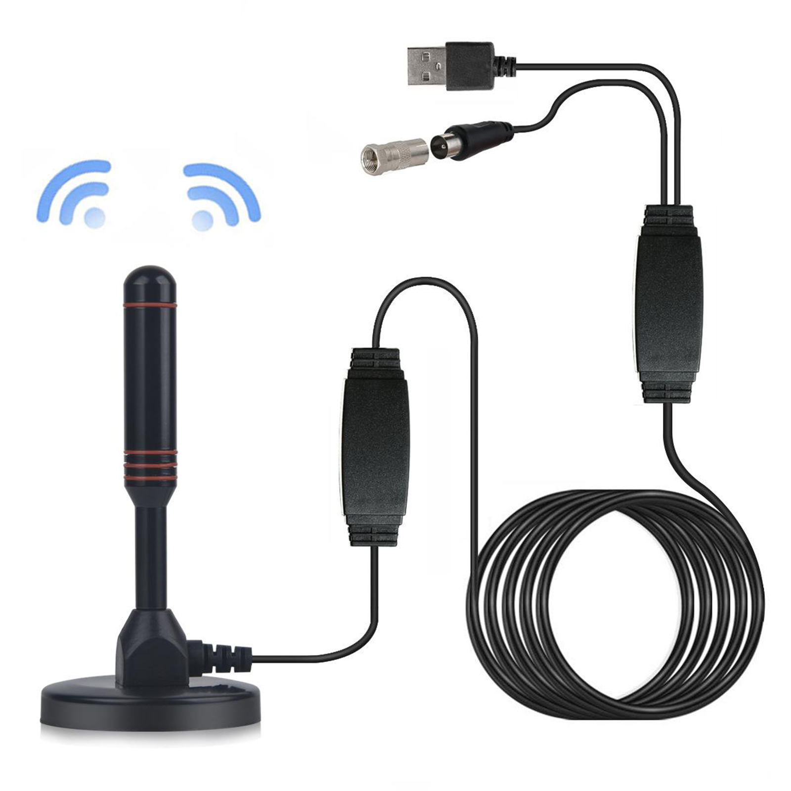 Long 200 Miles Range TV Antenna with Amplifier ATSC/DMB-T/ISDB-T for Tuner VHF/UHF Local Channels