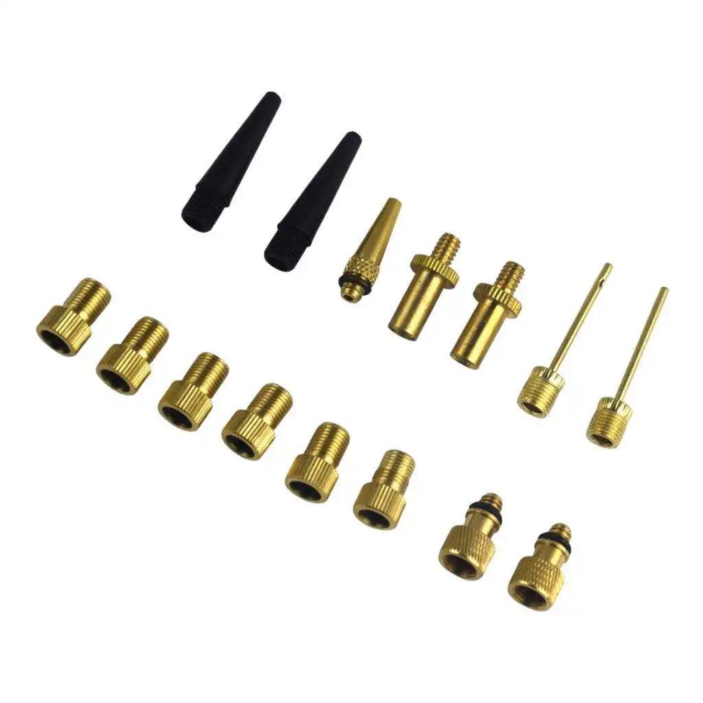 15pcs  Valve Adaptor Converter Pump Nozzle Inflator Kit For Bike Tire