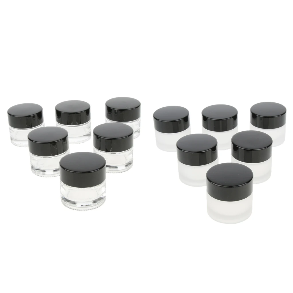 6/set 10g Empty Glass Jar with Lid Travel Bottles Container Compact Storage