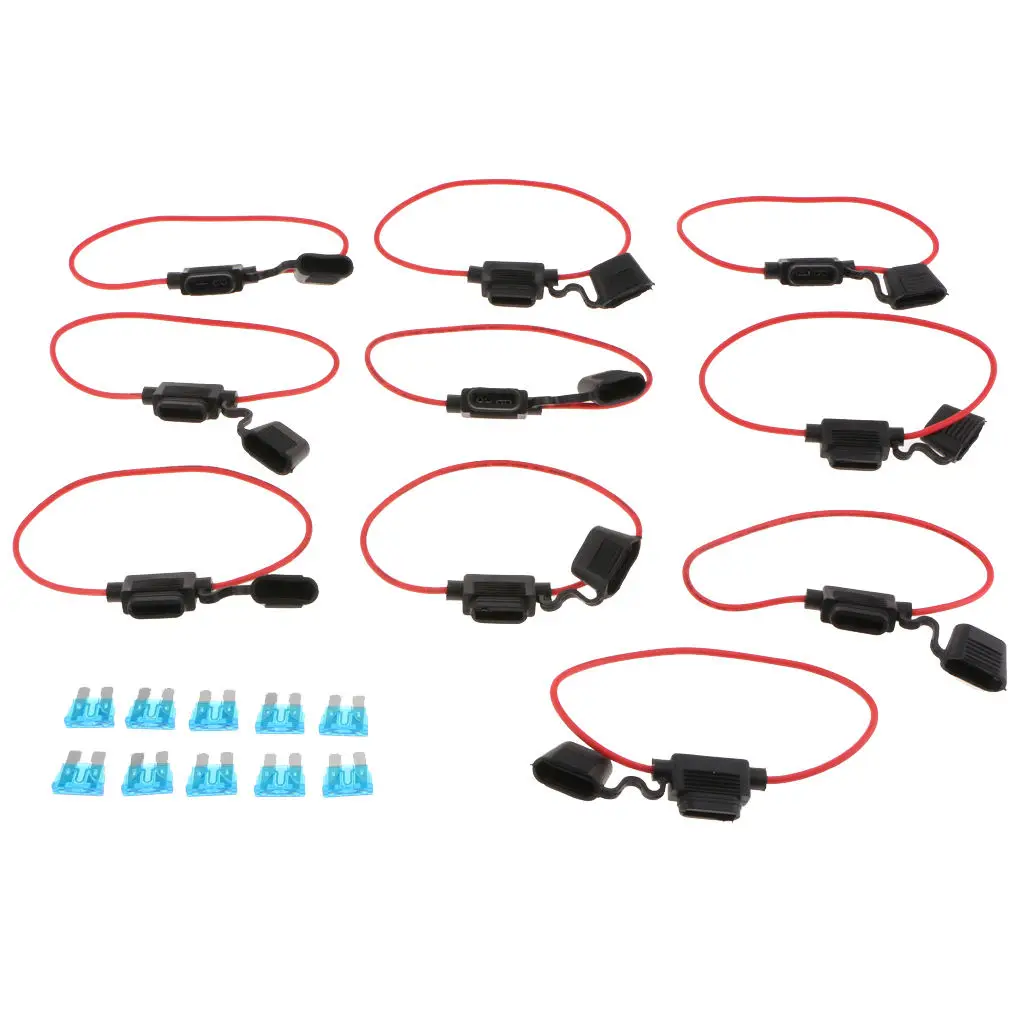 10PCS Car Add-a-circuit Car Fuse Holder Water-resistant Waterproof Automotive With Cover Inline Blade Fuse Holder For Auto Car