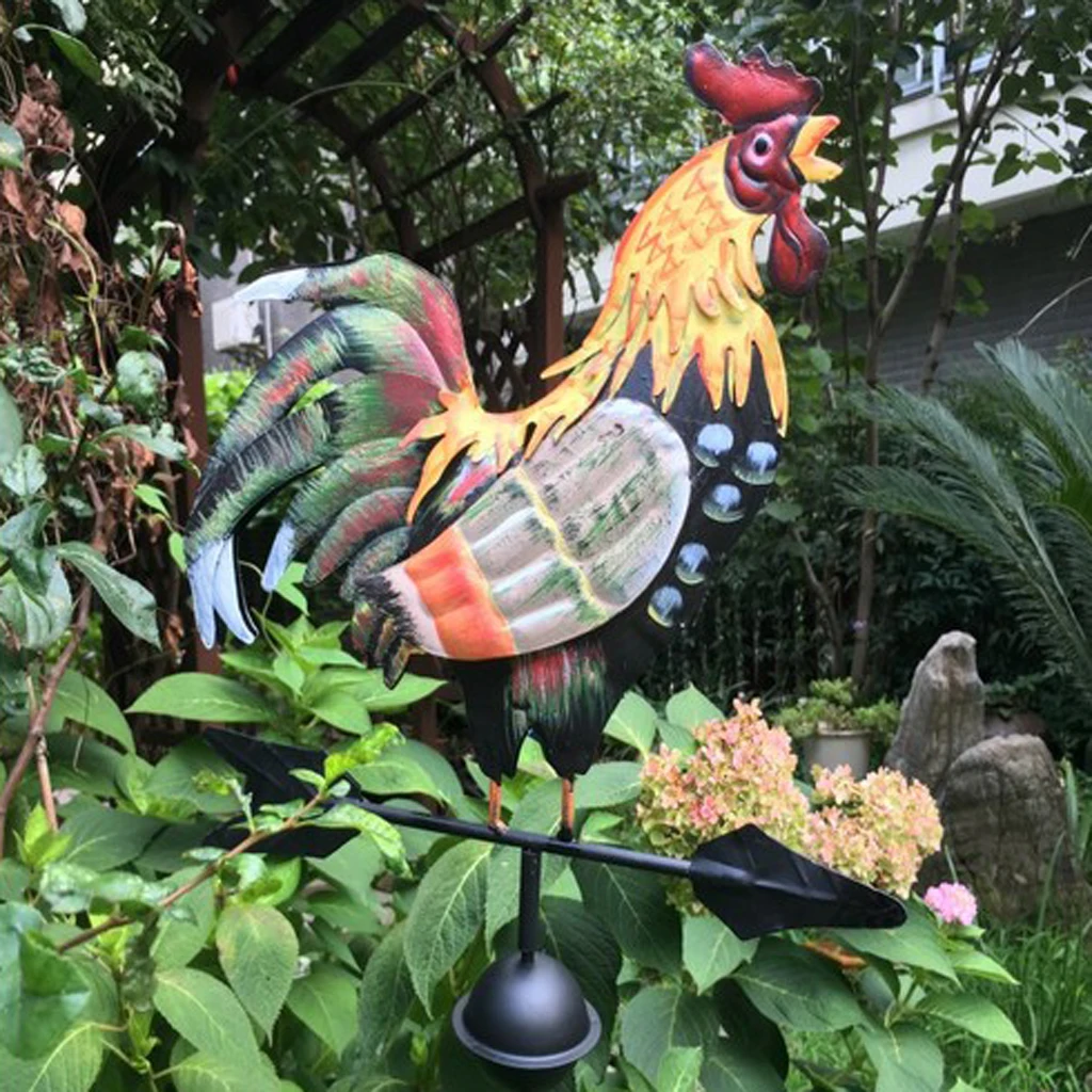 Metal Weather Vane Vintage Rooster - 47`` Cast Iron Rooster Garden Weathervane Wind Speed Spinner Direction Indicator Ornament