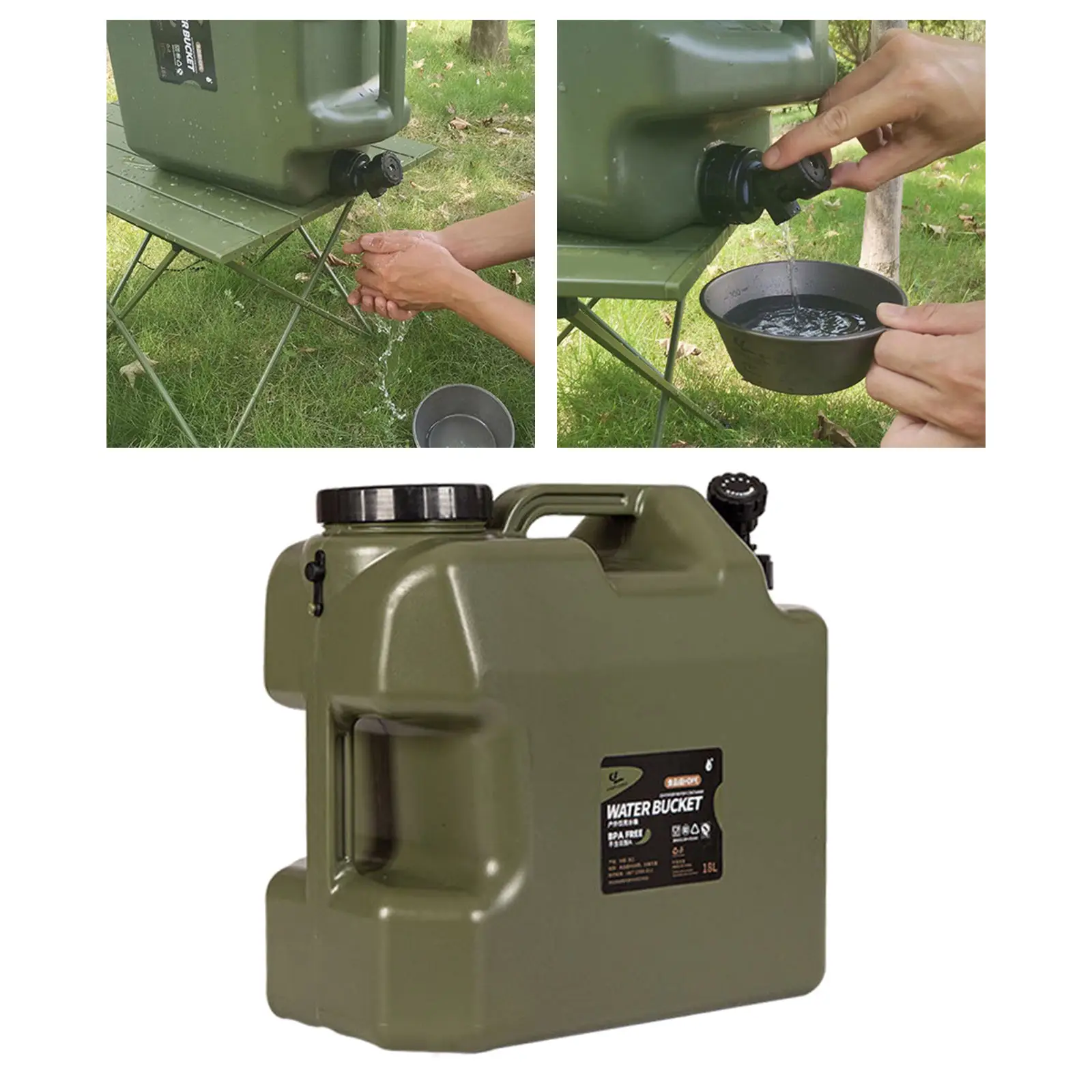 Portable Large Water Storage Bucket with Spigot Jug for Camping Hiking Backpacking Emergency Washing Handwashing 18L
