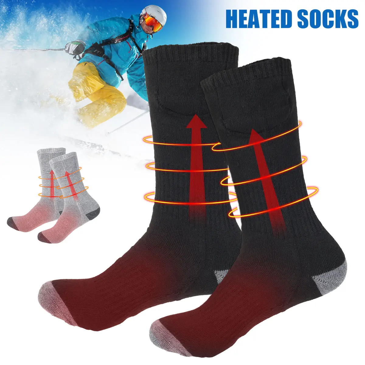 Electric Heated Socks USB Rechargeable Winter Foot Warmer Unisex Thermal Socks 