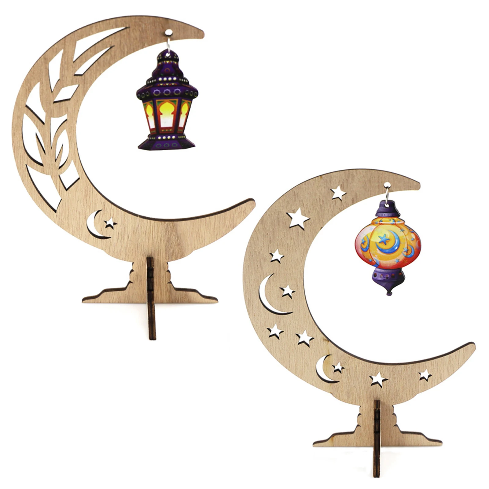 Moon Eid Hanging Decoration Eid Mubarak Wooden Ornament Ramadan for Ramadan Mubarak Eid Decorations