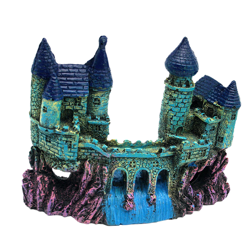 Aquarium Medieval Castle Hand Painted Detailed Fish Tank Decoration