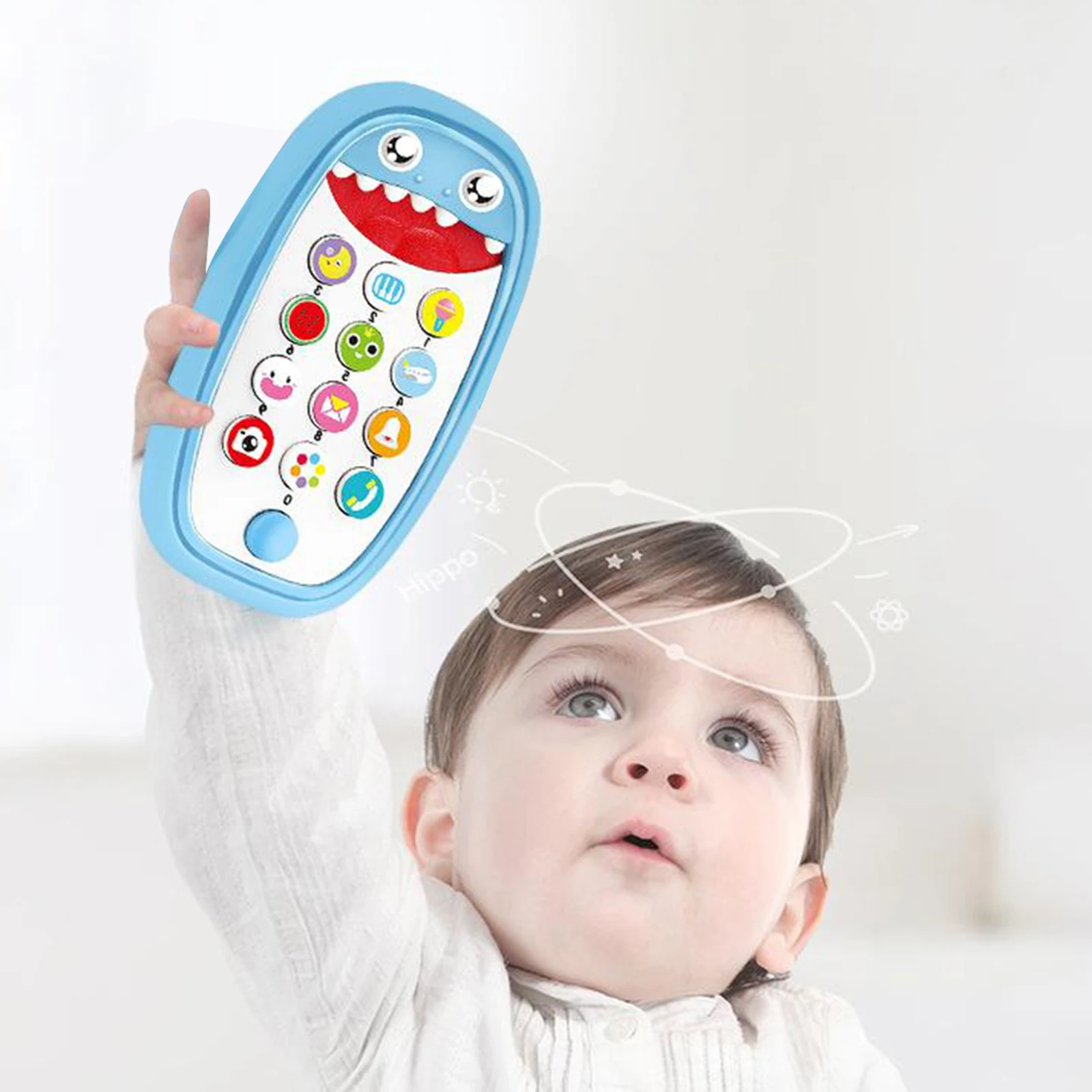 Cute Baby Intelligent Teething Phone Toy Adjustable Volume Educational Toys Cell Phone Smartphone Touch Swipe Boys Girls Gift