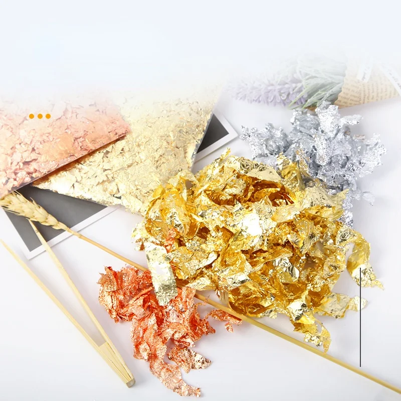 Shiny 2/3g Gold Foil Jewelry Luxury Resin Decoration Paper Handicrafts Flake Siver Leaf Nail Beauty Gilding DIY Art Craft
