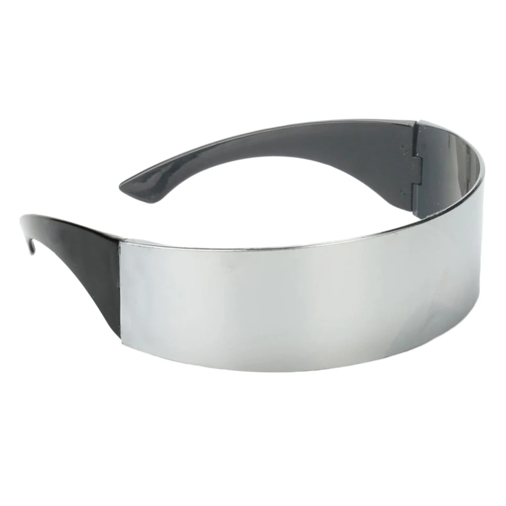 Futuristic Cyclops  Visor Sunglasses with Silver Mirrored Mono Lens