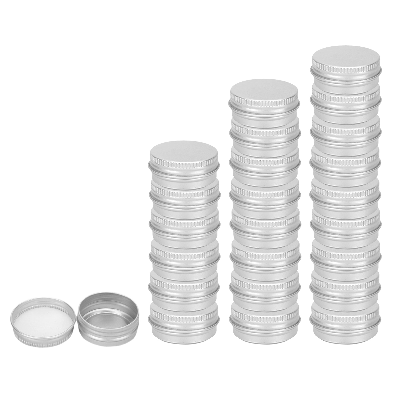 24pcs Tin Jars Aluminum Round Screw Top for Rhinestone Lotion Tins 15g/15ml Cosmetic Container Set Sample Jar Storage Case