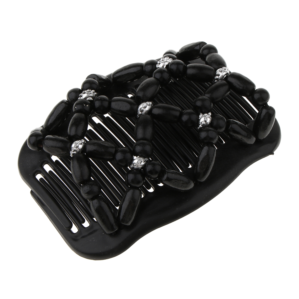 New Vintage Elastic Hairpin Stretch Hair Comb Flower Decor Beaded Hair Magic Comb Clip Beads Pin Ladies Hair Styling Tool