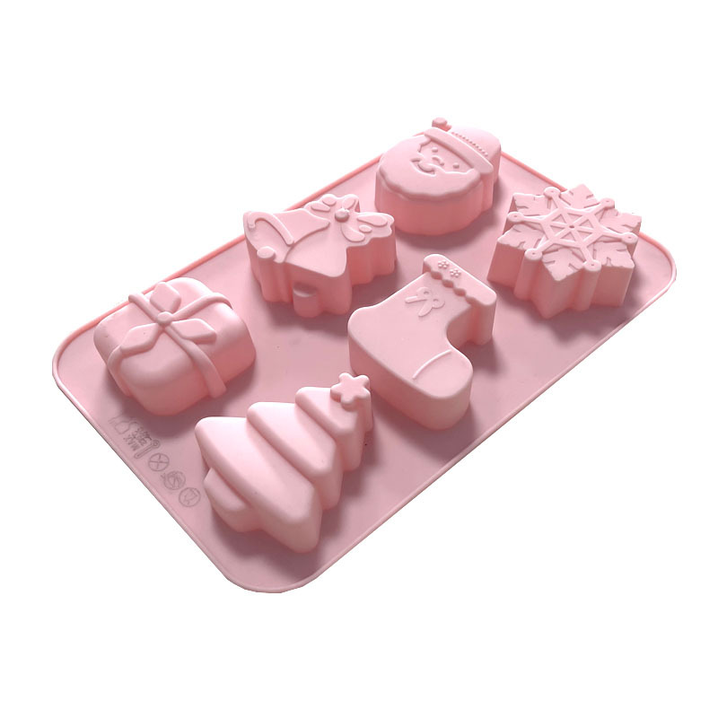 Description Picture 3 of itemSoap Cake Molds 6 Christmas Tree Socks with Snowflakes Santa Claus Holiday DIY Baking Fondant Mold Wholesale Drop Shipping