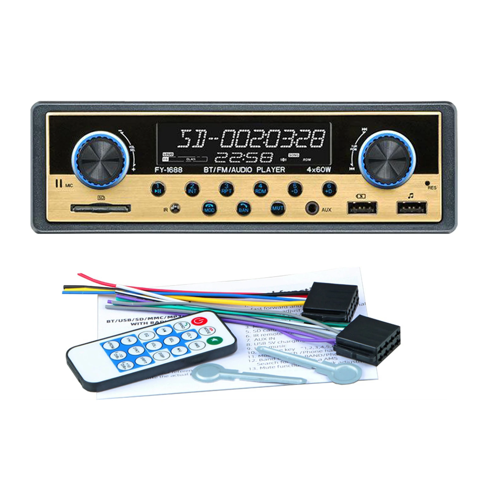 12V Audio Systems Dual USB Port Hands Free Calling LCD Monitor MP3 Player
