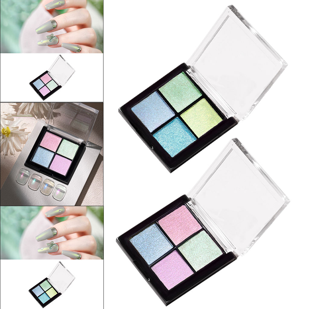 Pigment Nail Powder Pearl Pigment Art Decoration Iridescent Nail UV Gel Polish Pigment Shell Dust DIY Nail for Salon 4 Colors