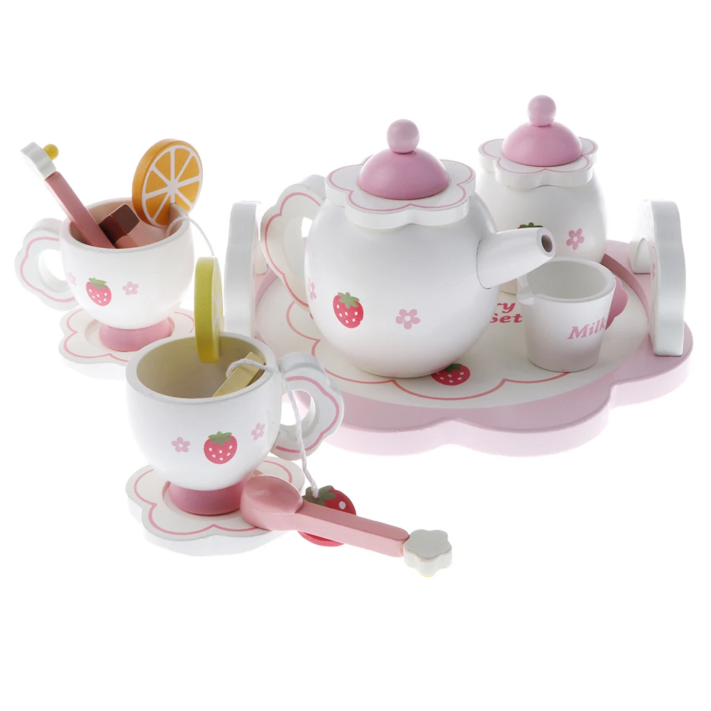 Beautiful Mini Afternoon Tea Tea Time Playset Wooden Toys for Kids Roleplay