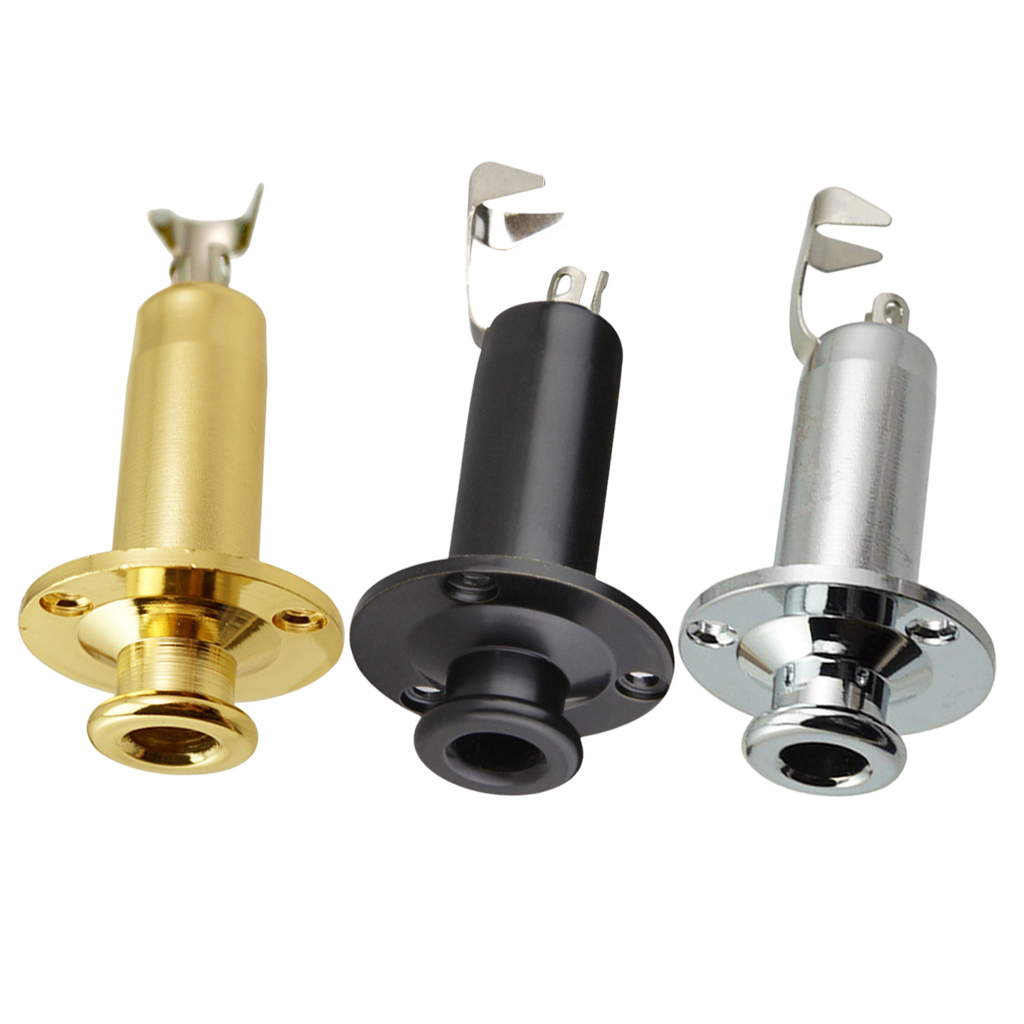 Brass 1/4' Strap End Pin Output Input Jack with Mounting screws Stringed Instruments For Electric Guitar Bass