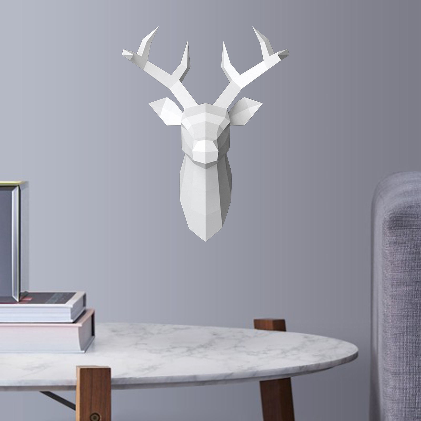 Wall Art Sculpture Deer Head Wall Decor Paper Sculpture Kit Decoration Antlers Papercraft Animal Trophy
