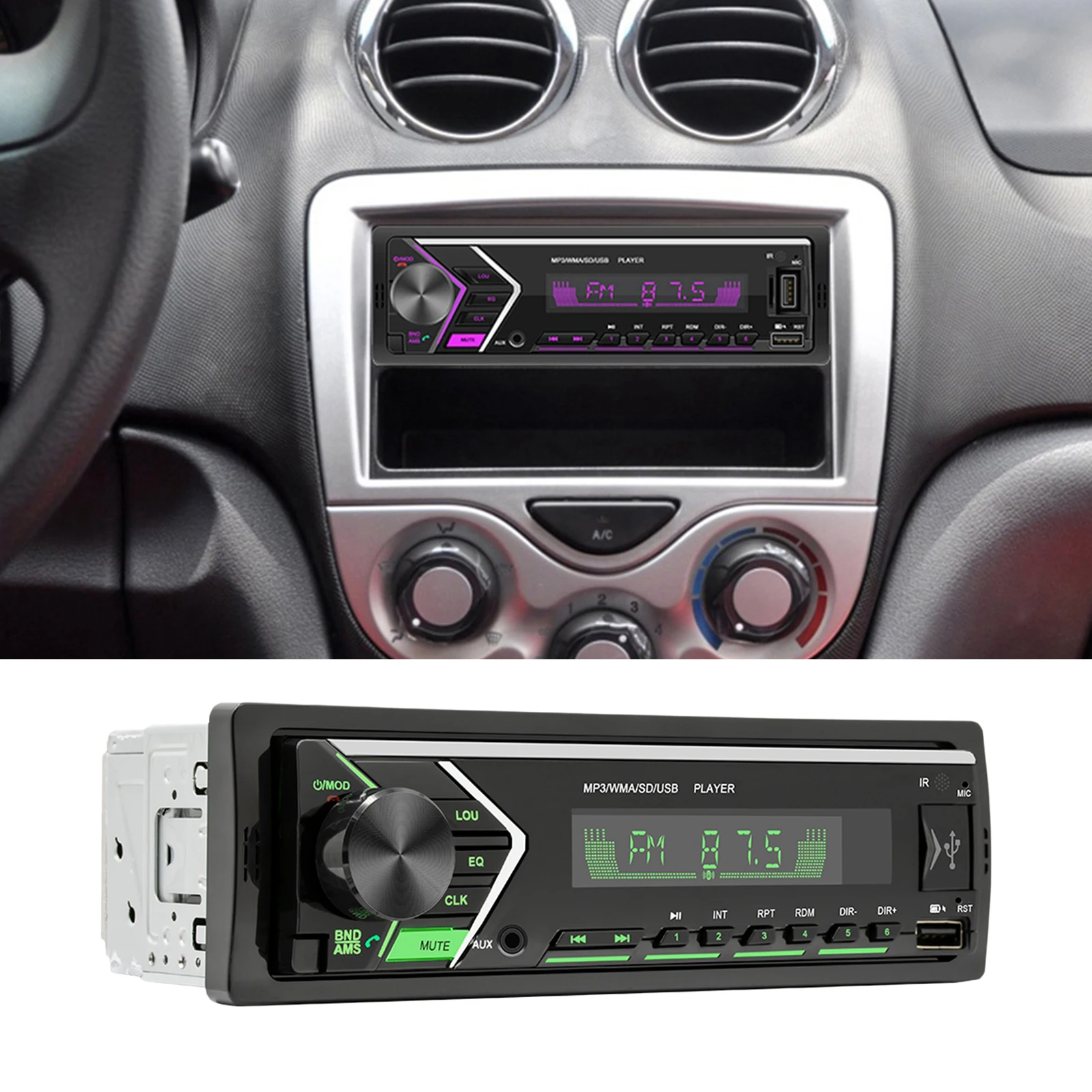 Car Radio Bluetooth Audio LCD Monitor Auxiliary Input FM Radio Receiver