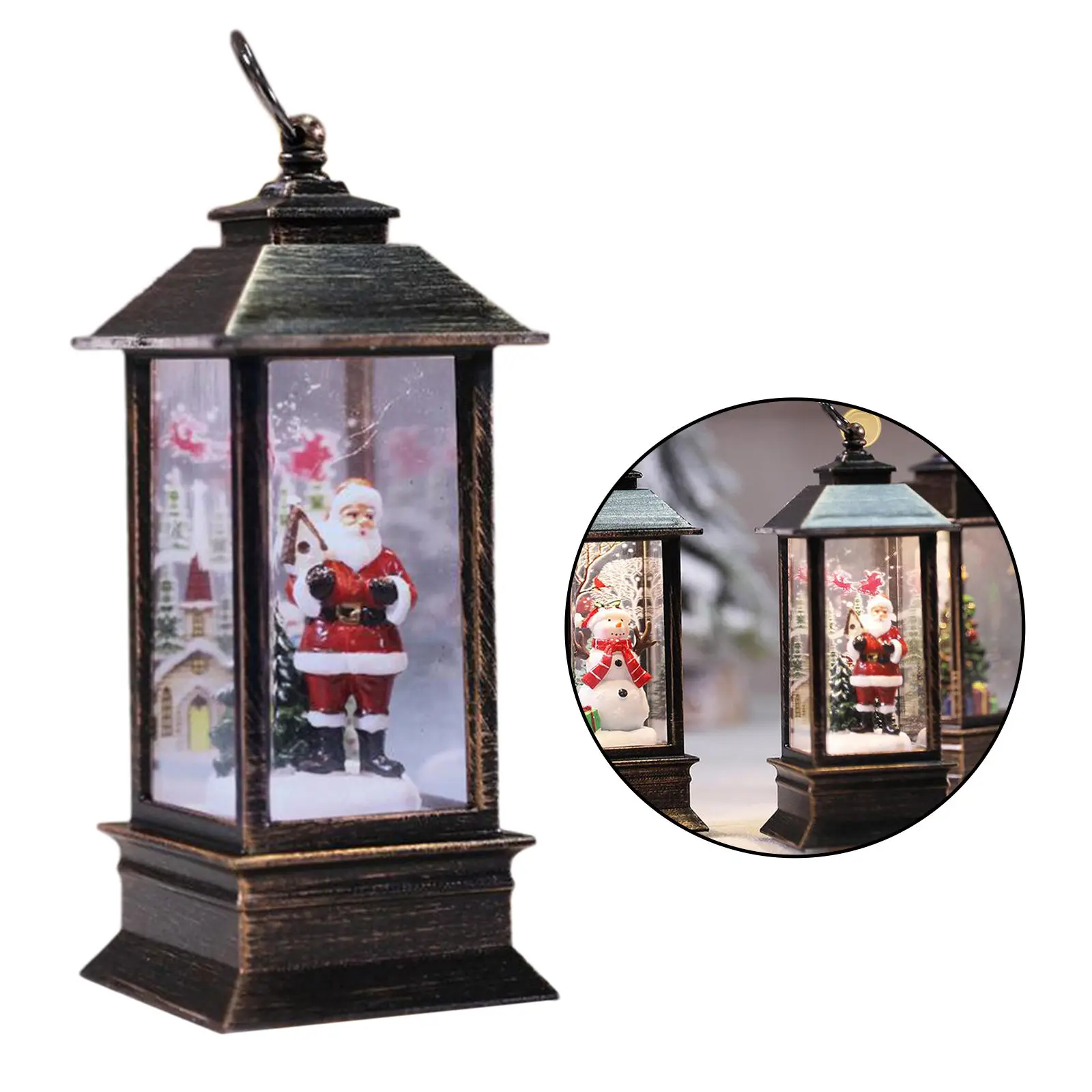 Portable Lantern LED Glow Accent Light Christmas Ornament Holiday Kids Snow Globe Deco Glitter Lantern Women Thyme