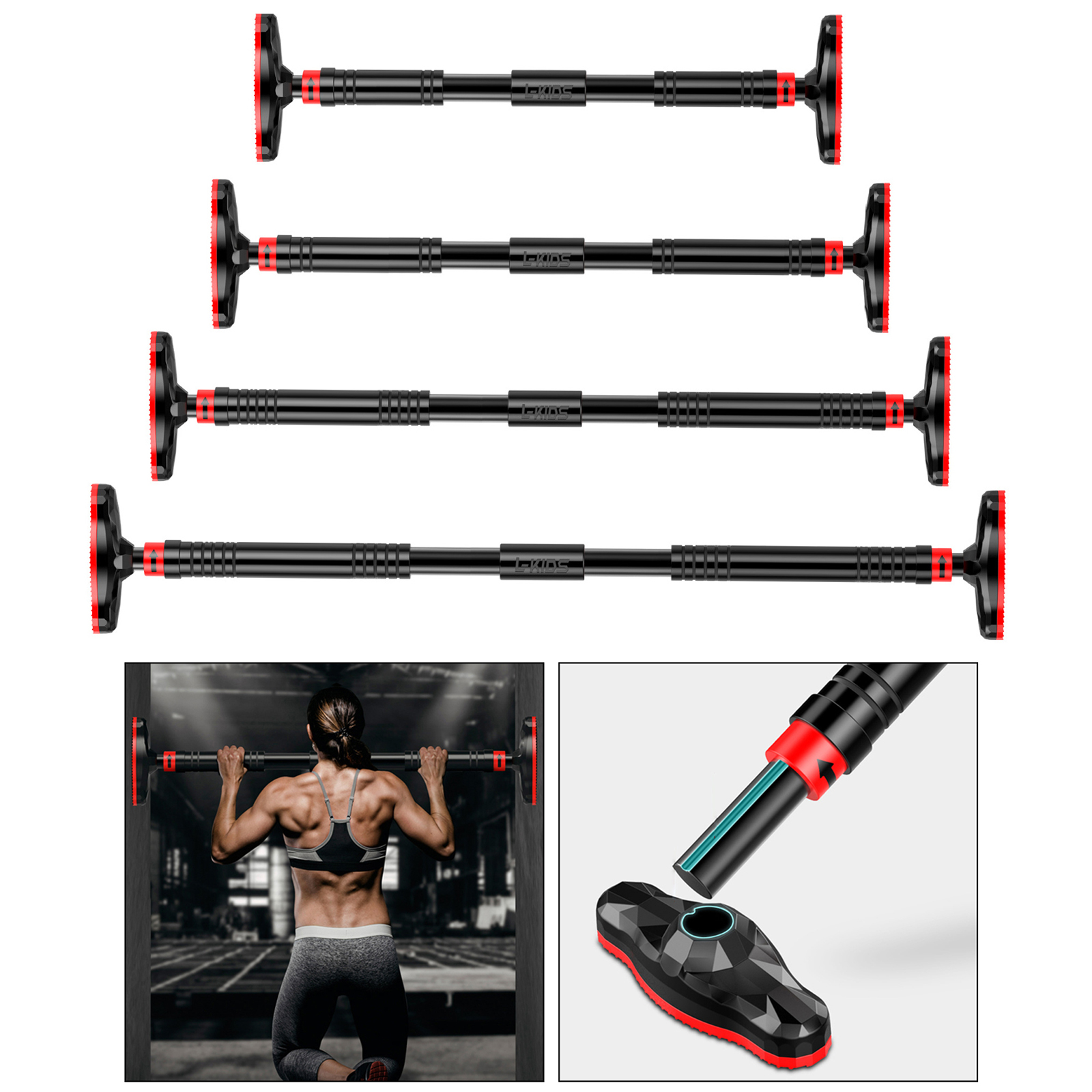 Pull Up Bar for Doorway, No Screws Required Chin Up Bar Adjustable Dip Bars for Home Gym Exercise Fitness Up to 440 LBS