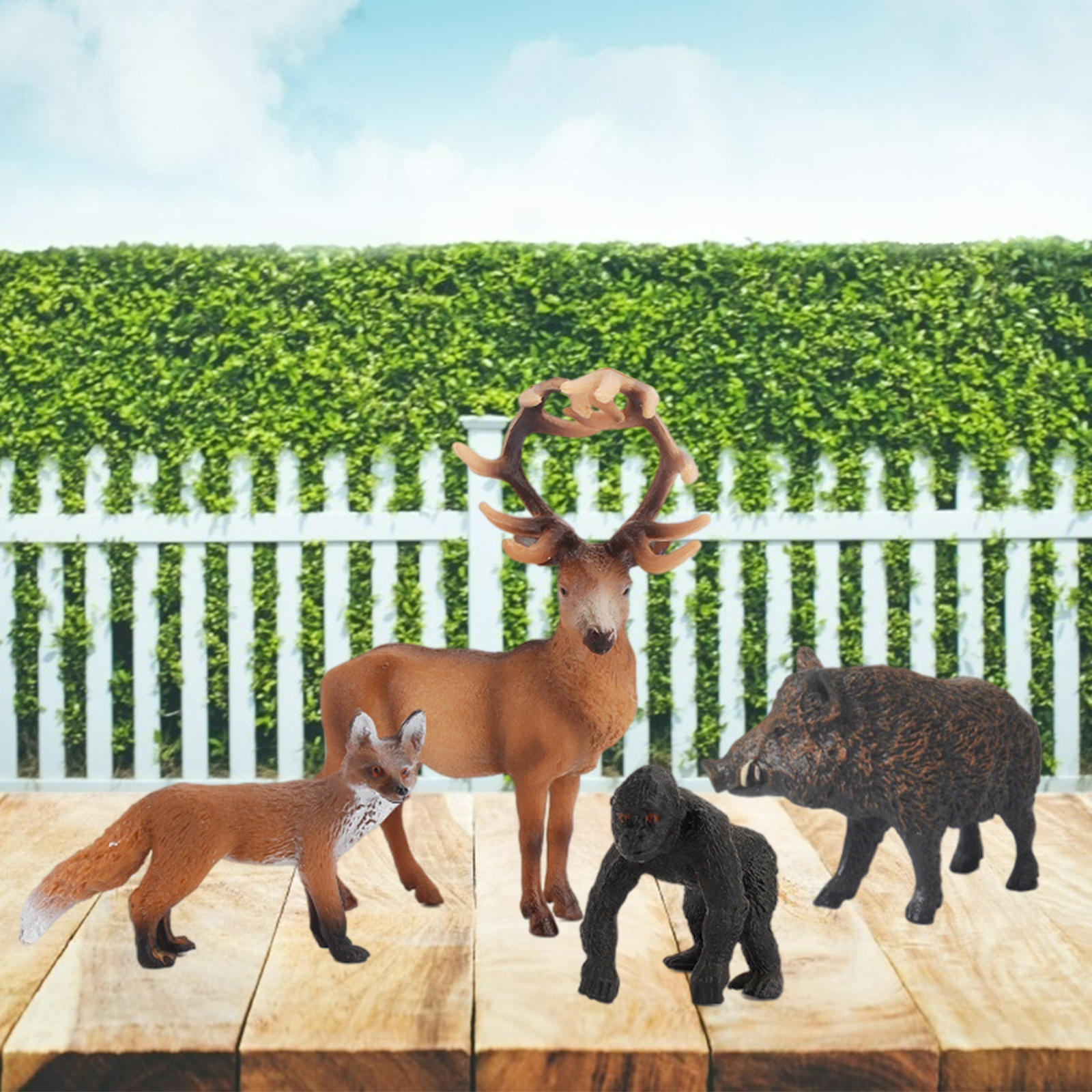 Wild Animal Model Painted Educational Collection Educational Kit Lion Elk Little Leopard Wild Boar Honey Badger Kids