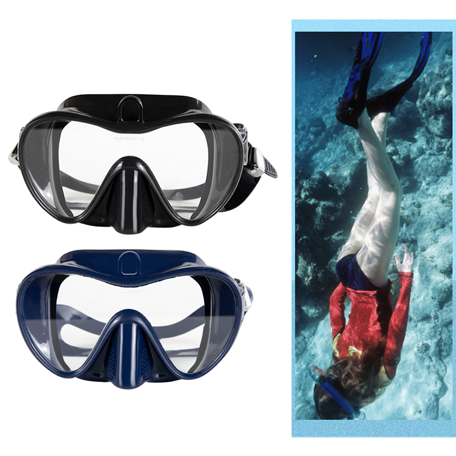 Diving Mask Full Face Clear Lens Anti Fog Scuba Underwater Mask Swimming Glasses Snorkel Diving Goggles Equipment for Adult