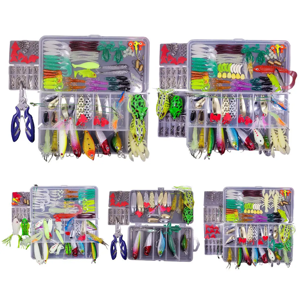 Fishing Lures Kit Artificial Baits Crankbait Tackle Box Worms Jigs Saltwater Tackle Bait for Pike Salmon Bass Fishing